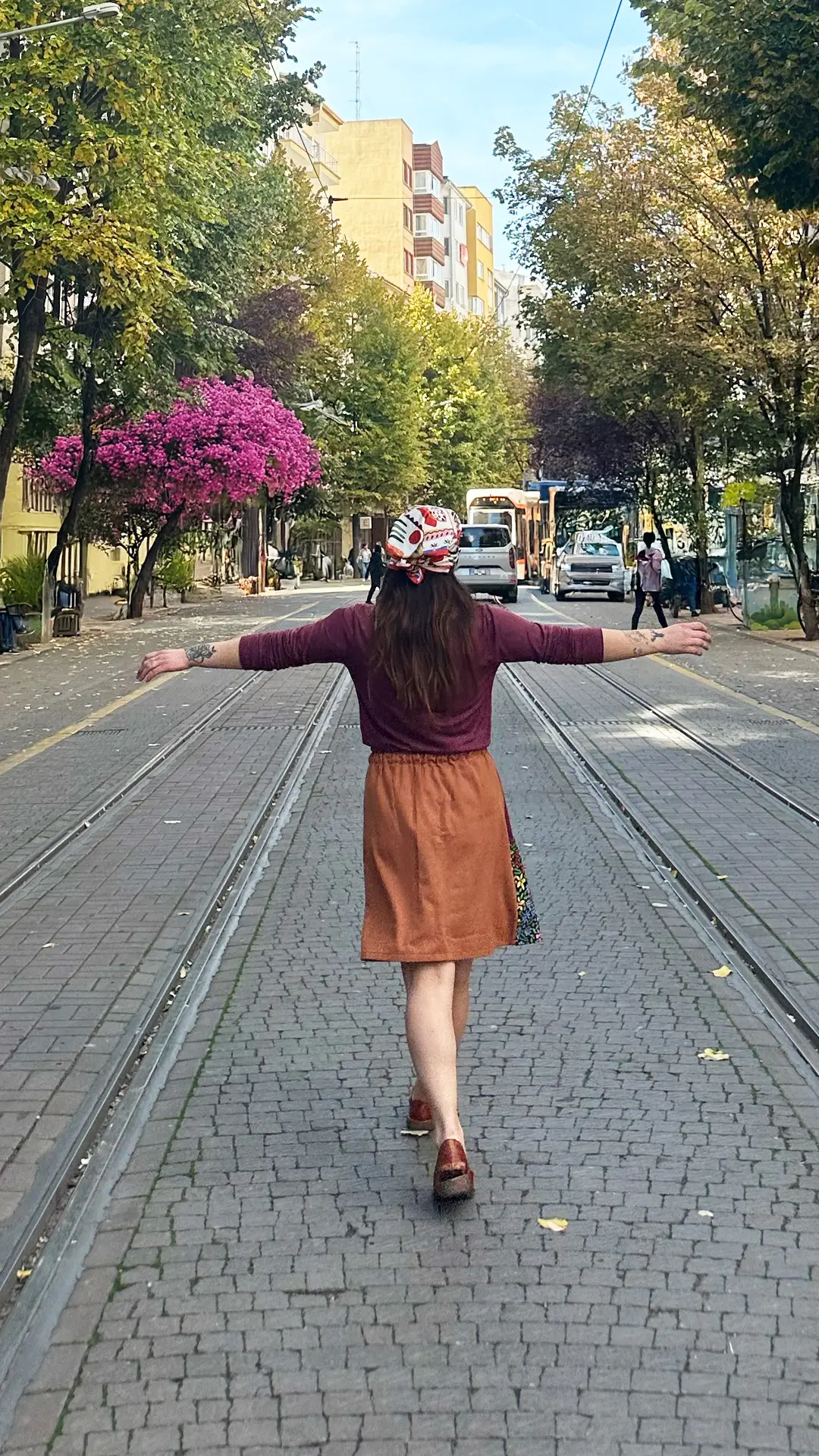 Kedi İşlemeli Tasarım Pazen Etek