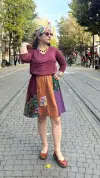 Kedi İşlemeli Tasarım Pazen Etek