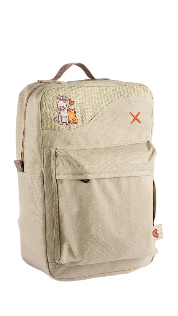Cream Cat&Dog Love Backpack