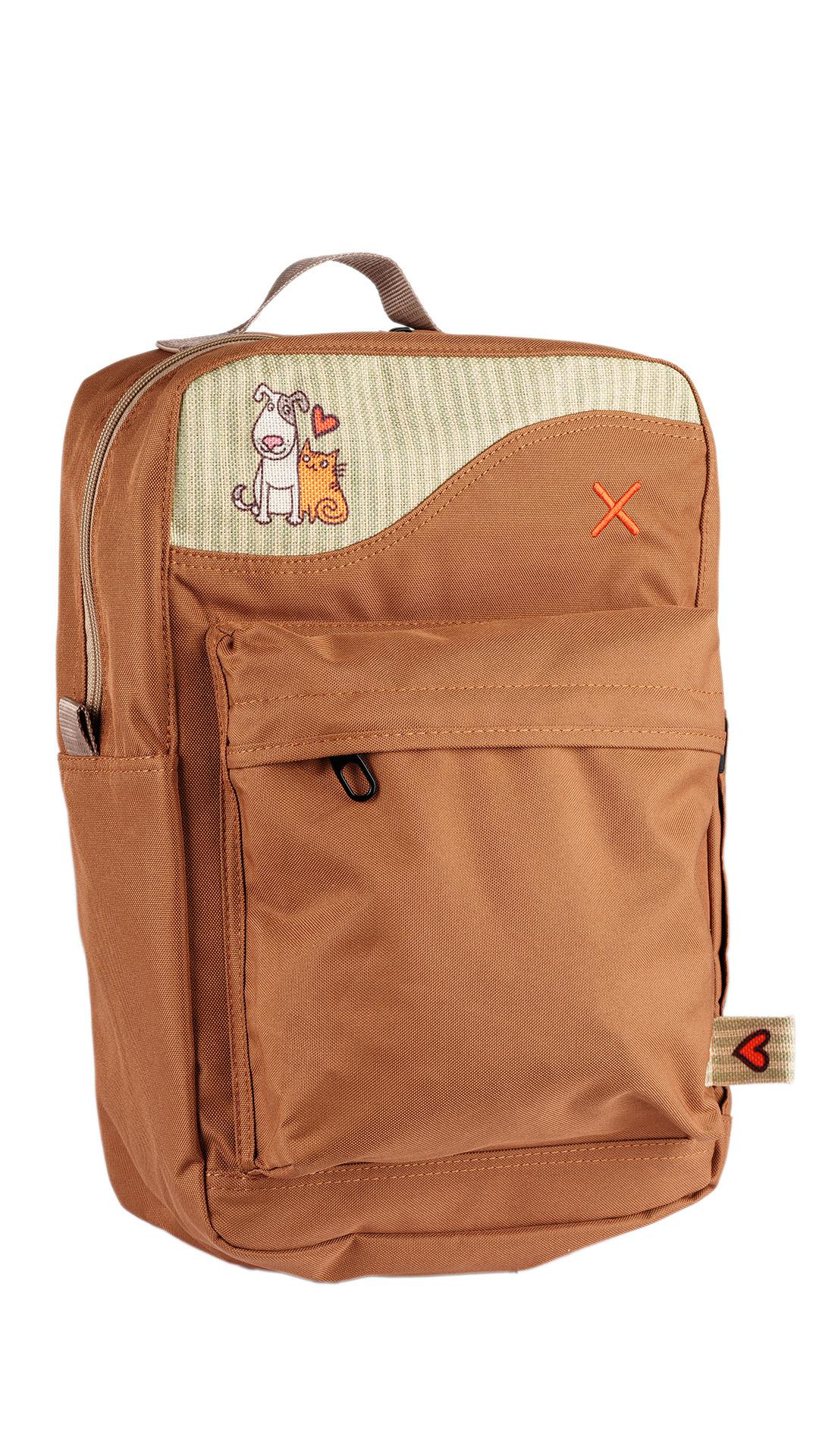 Brown Cat&Dog Love Backpack