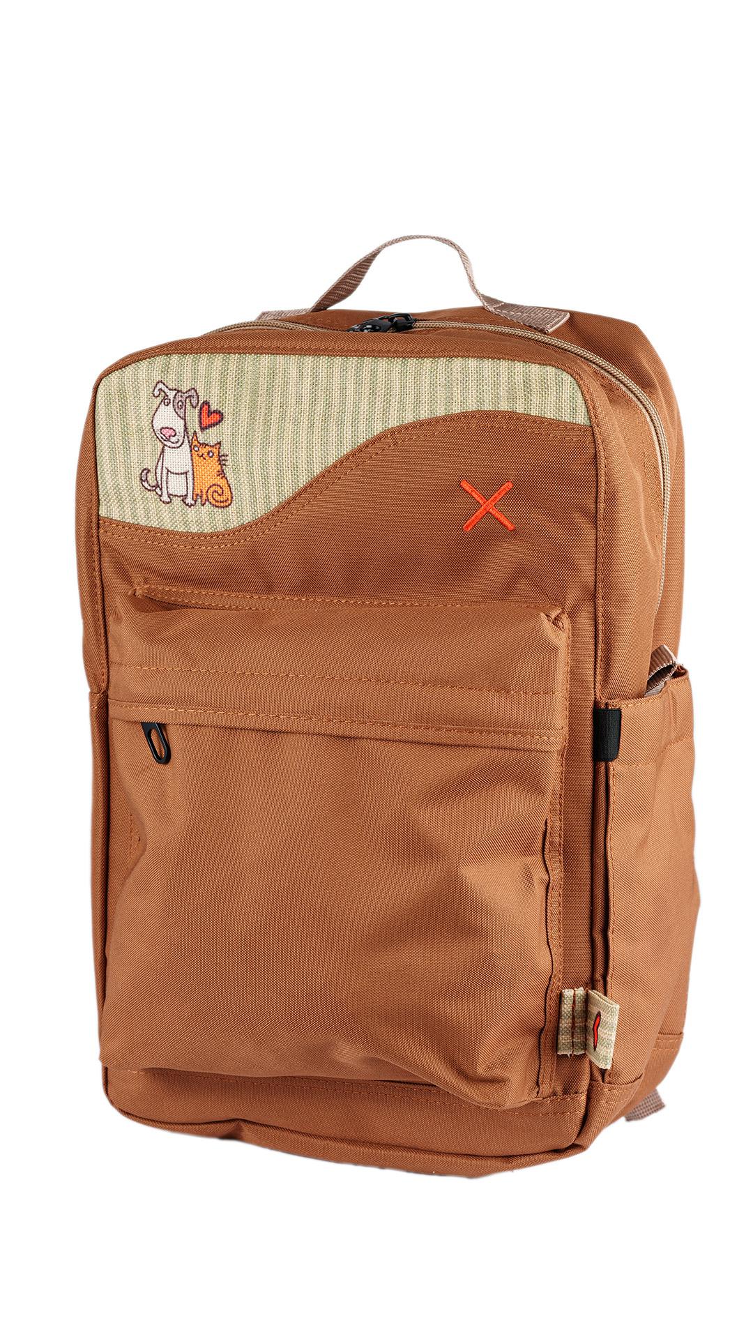 Brown Cat&Dog Love Backpack