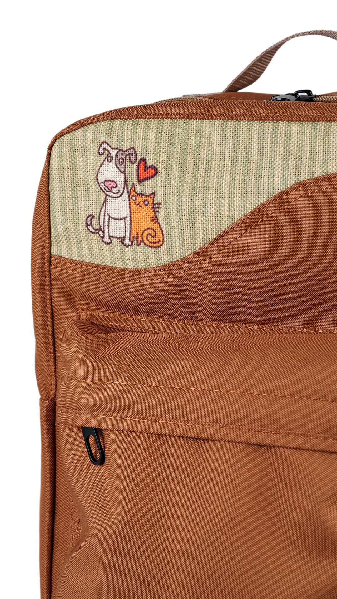 Brown Cat&Dog Love Backpack