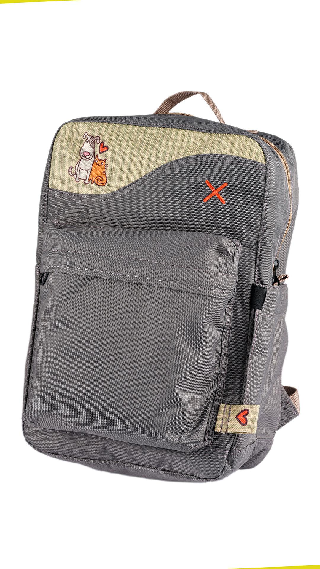 Grey Cat&Dog Love Backpack