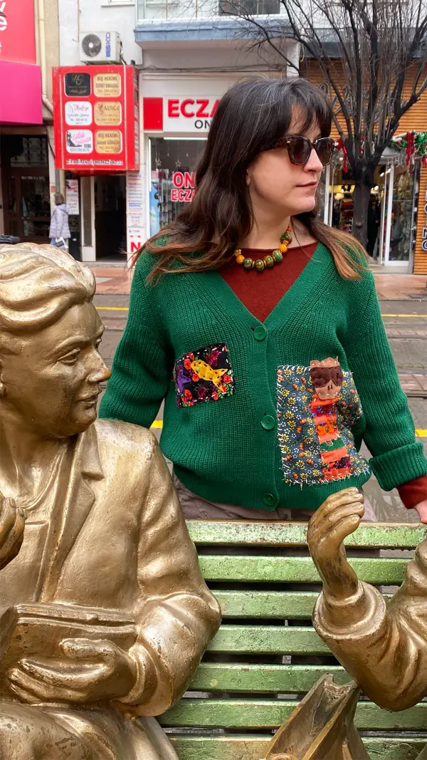 Şaşıkedi Bilgiç Kedi Hırka Yeşil