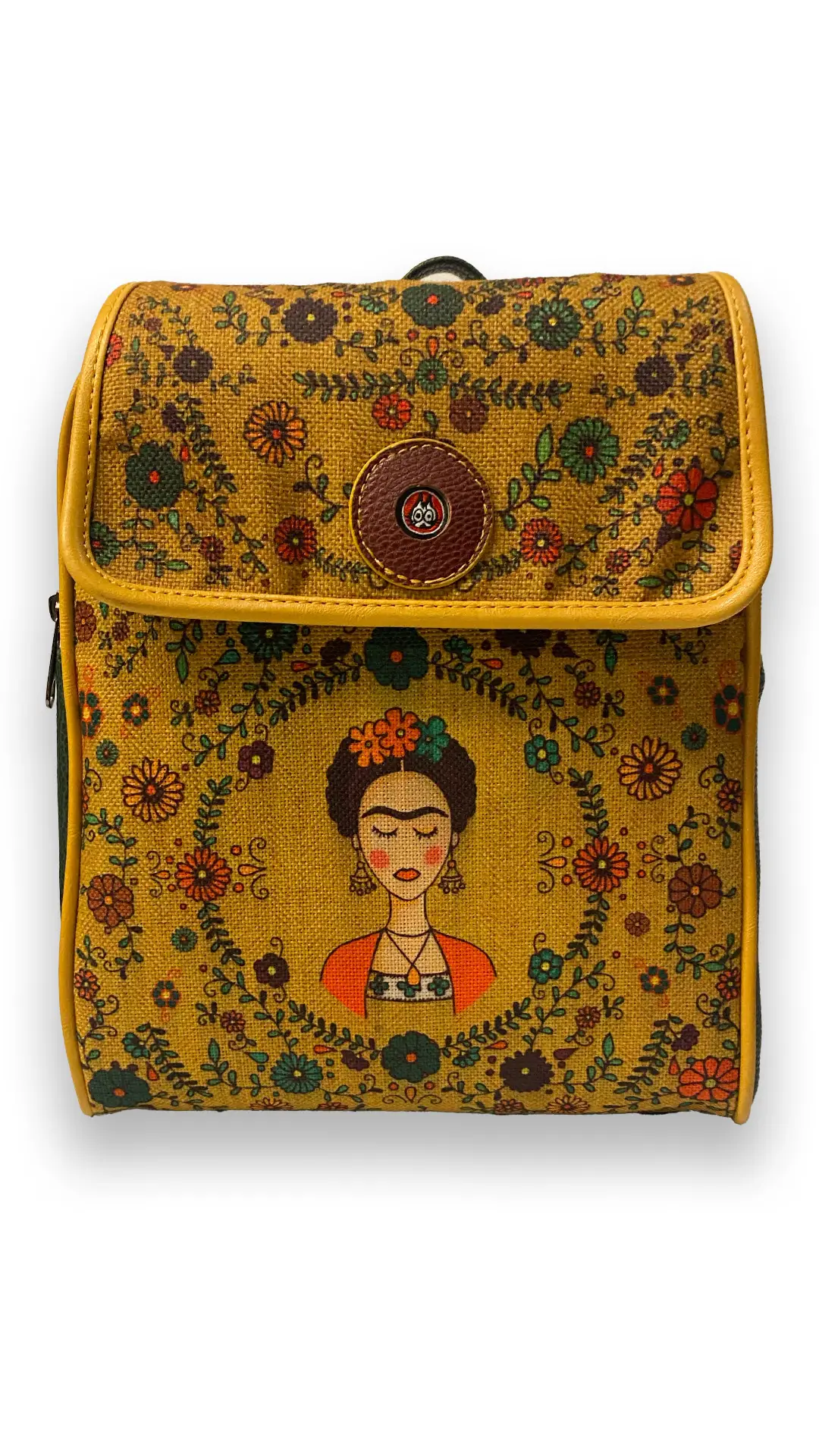 Çiçekli Frida Desenli Kapaklı Sırt (Yeşil)