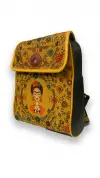 Çiçekli Frida Desenli Kapaklı Sırt (Yeşil)