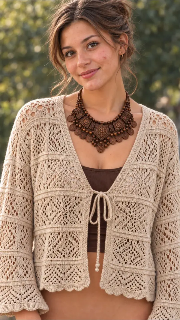 Ajurlu Bolero (Açık Bej) 