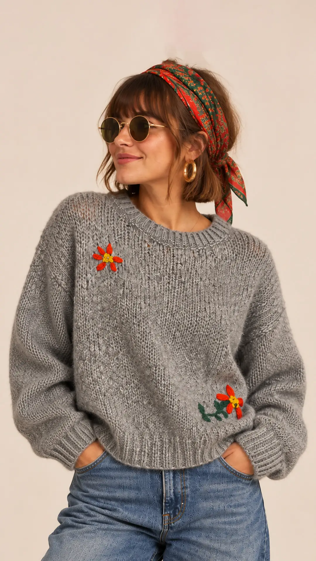 Grey Flowers Kazak