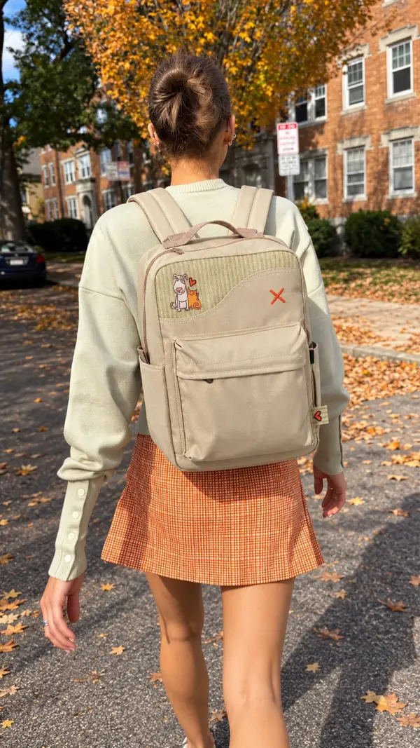 Cream Cat&Dog Love Backpack